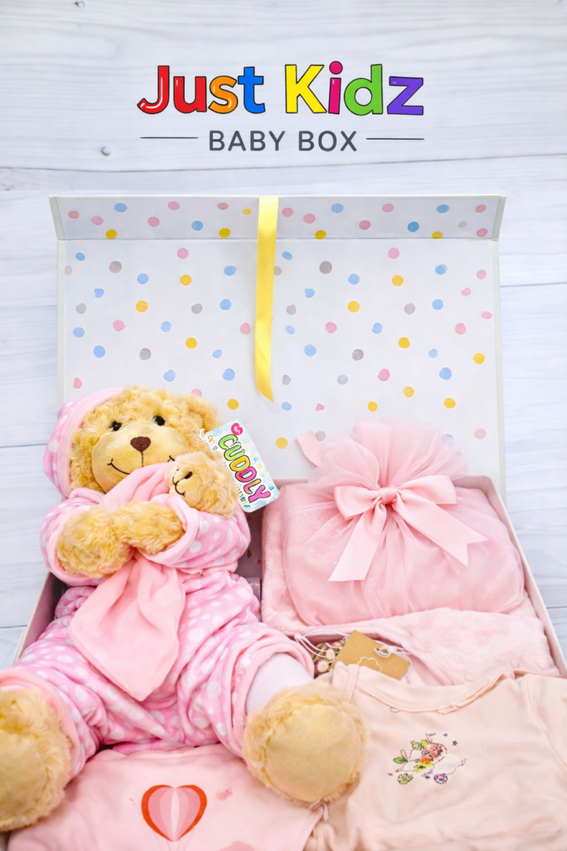 Just Kidz Baby Girl Baby Box - Fuschia Sleep Bear
