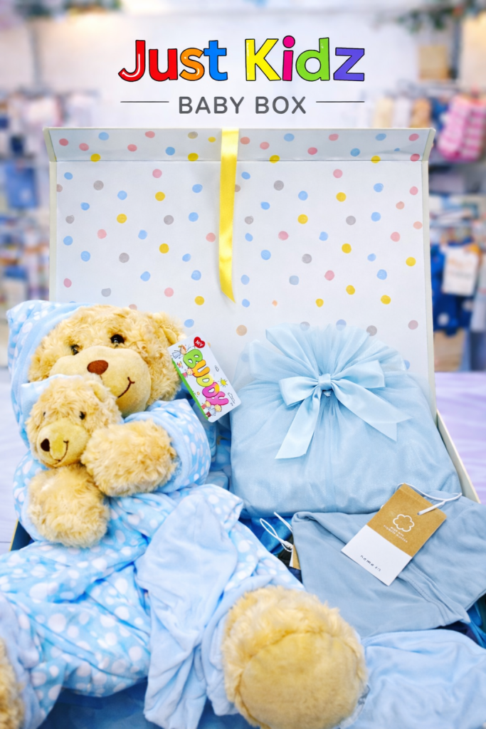 Just Kidz Newborn Boy Deluxe Blue Sleepy Bear Baby Box