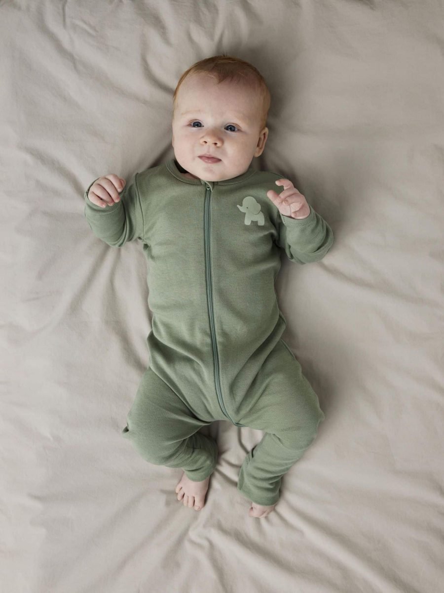 Name it Newborn Boy Organic Cotton Zipped Babygrow Elephant Green 2 Pack Set - Image 3