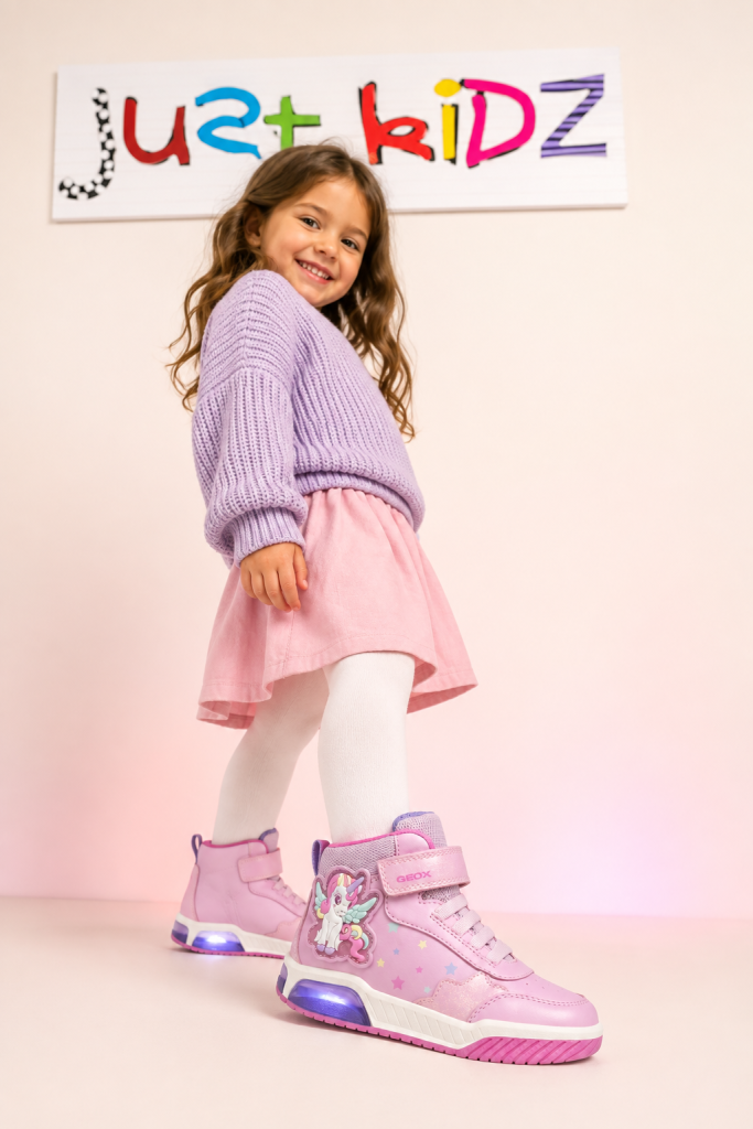Geox Girls Trainers Pink Unicorn Lights Boots