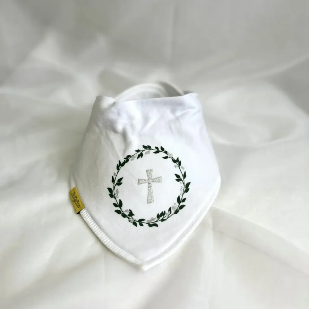 Baby Boo Dribble Boo Silver Christening Cross Bandana Boo