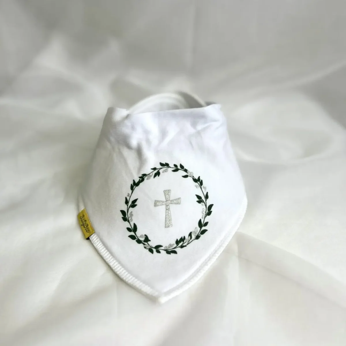 Baby Boo Dribble Boo Silver Christening Cross Bandana Boo