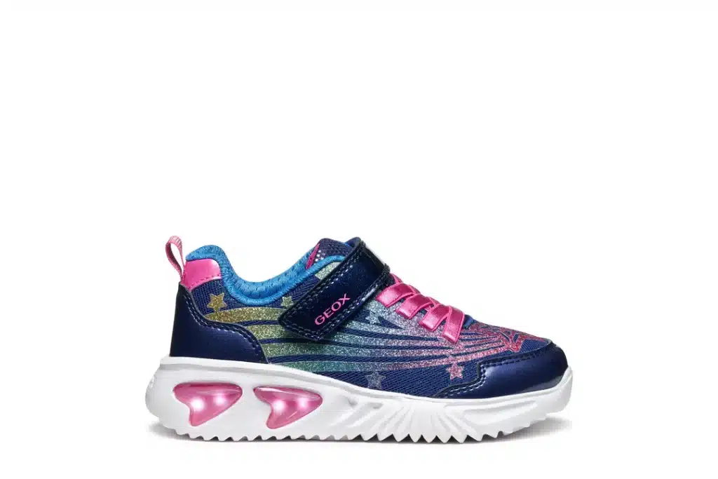 Geox Girls Navy/Purple Trainers with Lights J56E98