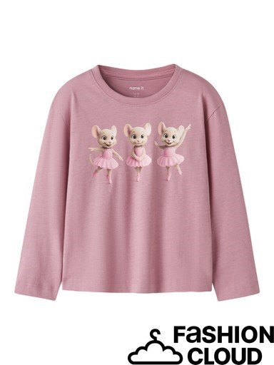 Mini Girl Name it Nmfvotea Pink Mouse Cotton Top