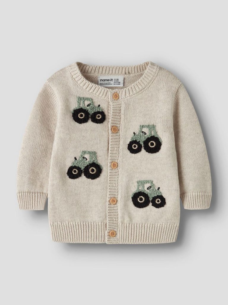 Newborn Boy Name it Nbmlondon Cream Tractor Cardigan