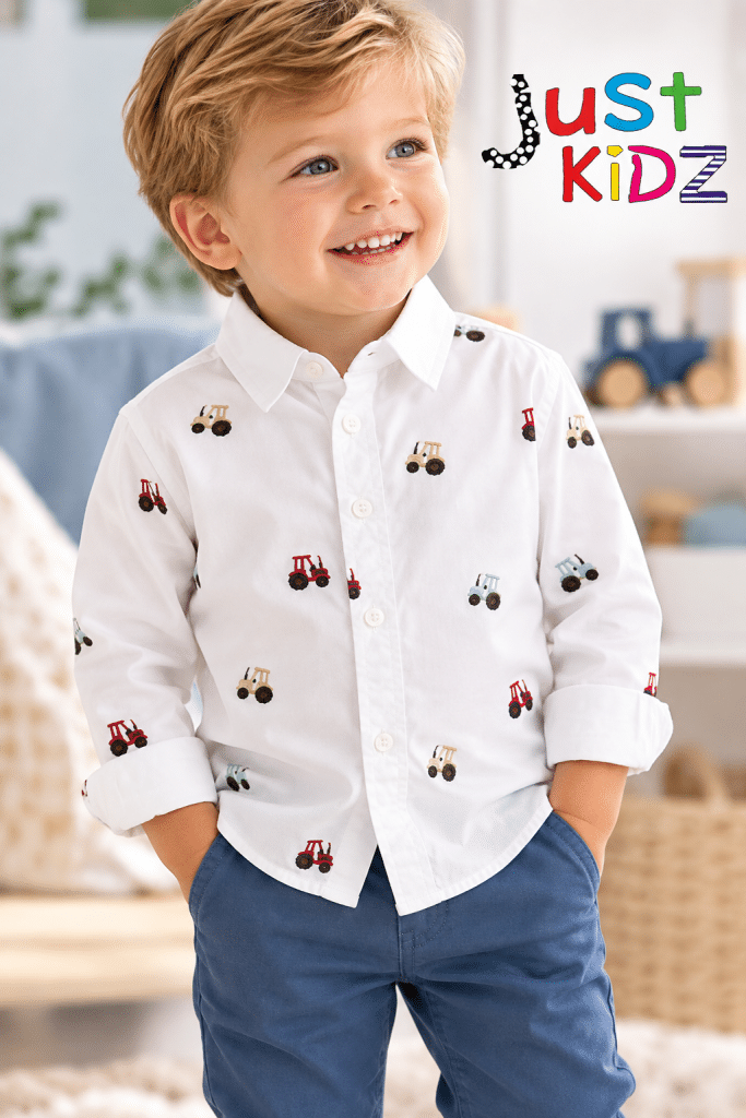 Mini Boy Name it Nmmractor Tractor Themed Cotton Shirt