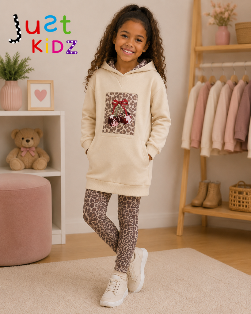 Kid Girl Mayoral Cream Leopard Print Jumper Dress 4916