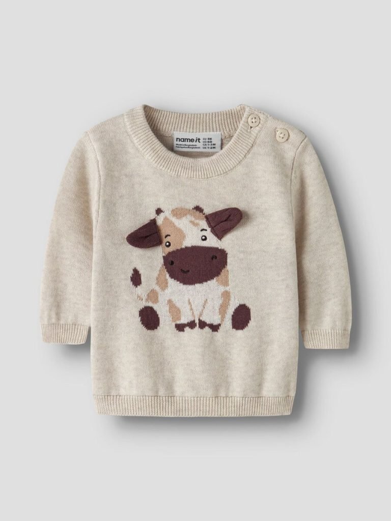 Newborn Boy Name it Nbmligan Cream Moo Knit