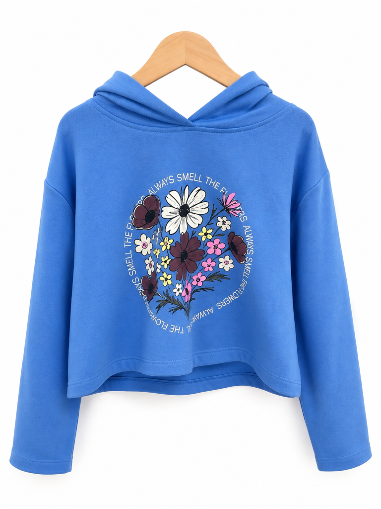Kid Girl Name it Nkviala Blue Floral Amore Sweatshirt