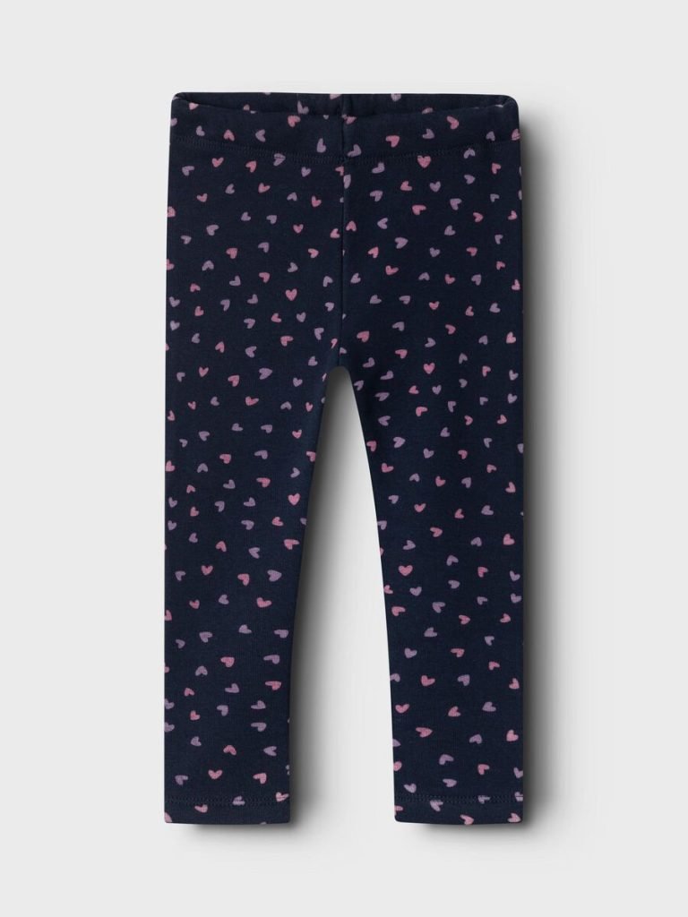 Mini Girl Name it Nmfdavina Navy Heart Fleeced Sweat Leggings