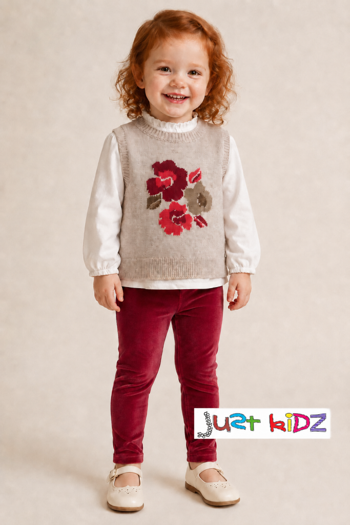 Mayoral Mini Girl Velvet Vintage Rose 3 Piece Knit Set 2559
