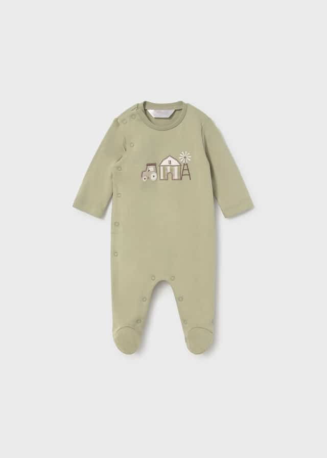 Mayoral Newborn Boy Light Green Organic Cotton Bodysuit 2767 - Image 2