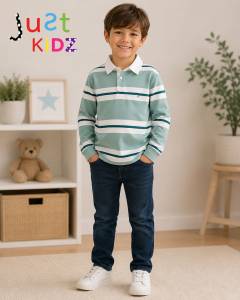 Boys Mayoral Mint & Cream Striped Polo Shirt 4141