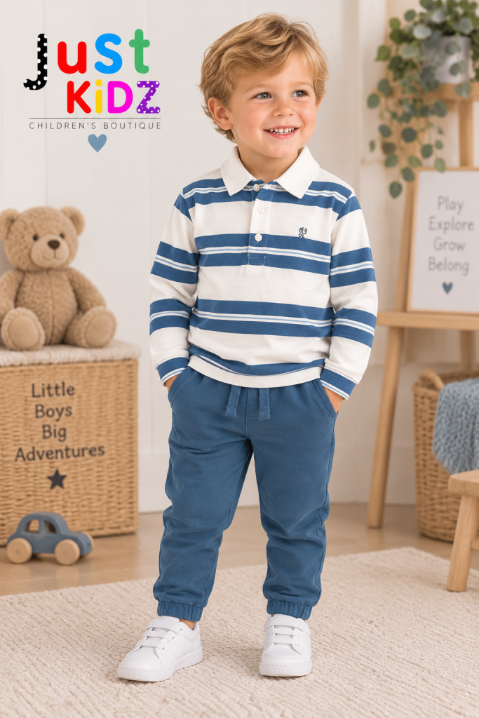 Mayoral Mini Boy Petrol Blue & Cream Polo Shirt 2103