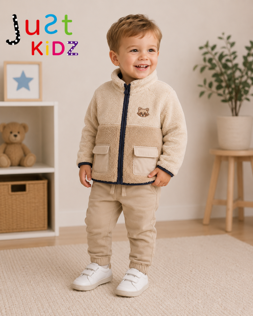 Mayoral Mini Cream & Navy Zipped Teddy Fleece 2429