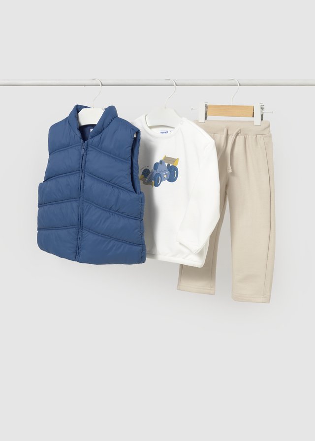 Mayoral Mini Boy Petrol Blue Gillet 3 Piece Set 2687