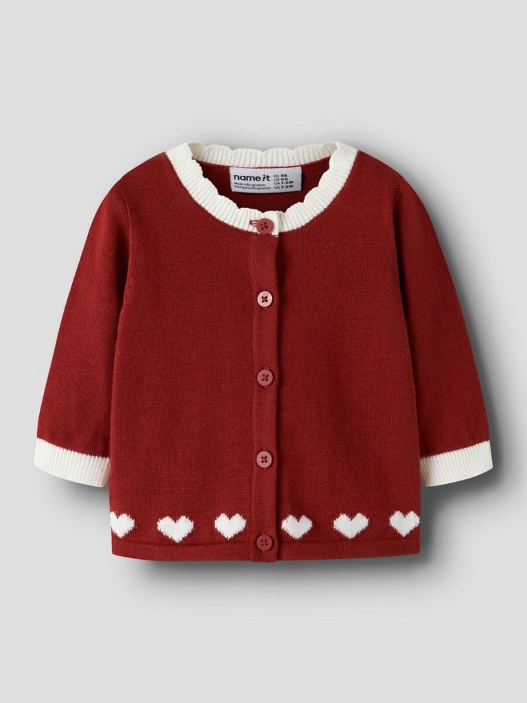 Newborn Girl Name it Nbfrisse Red Heart Knit Cardigan