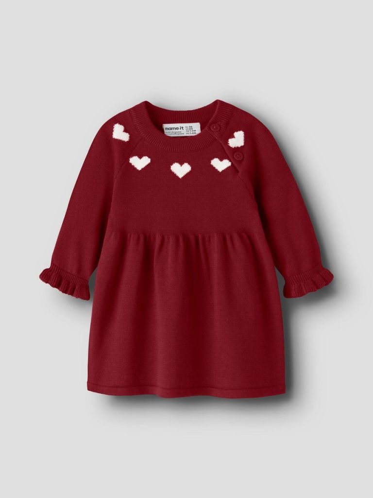 Newborn Girl Name it Nbfrisse Red Heart Knit Dress