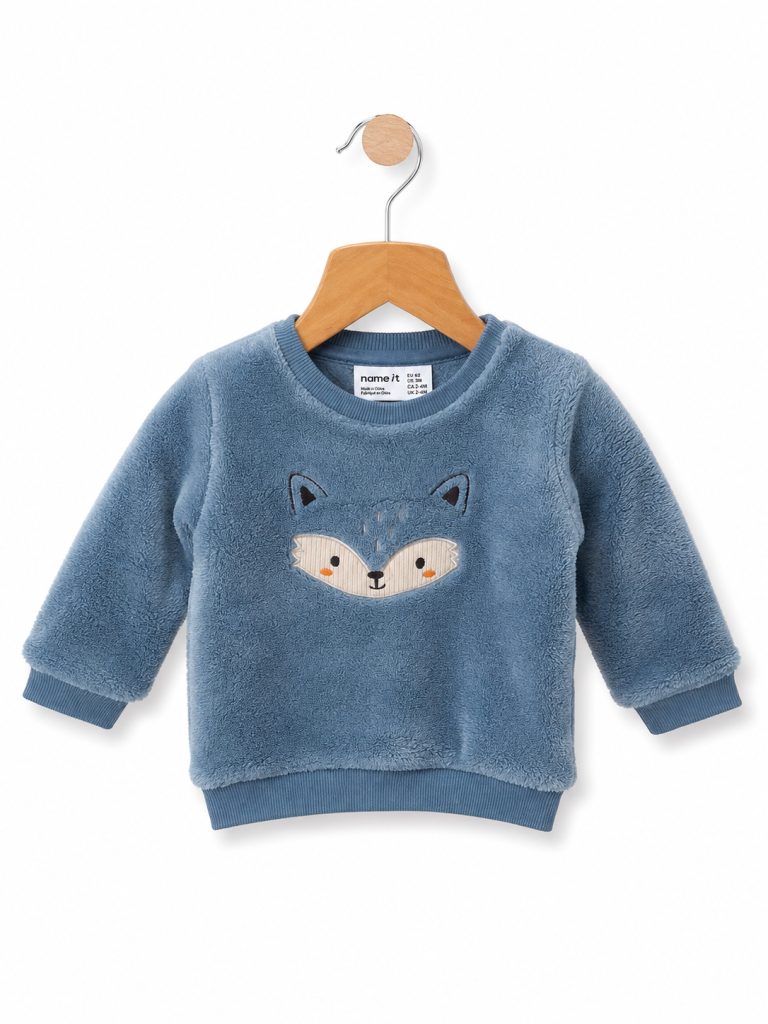 Newborn Boy Name it Nbmoliwe Blue Teddy Sweatshirt